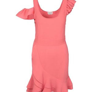 Alexander McQueen Compact Knit Mini Ruffle Dress