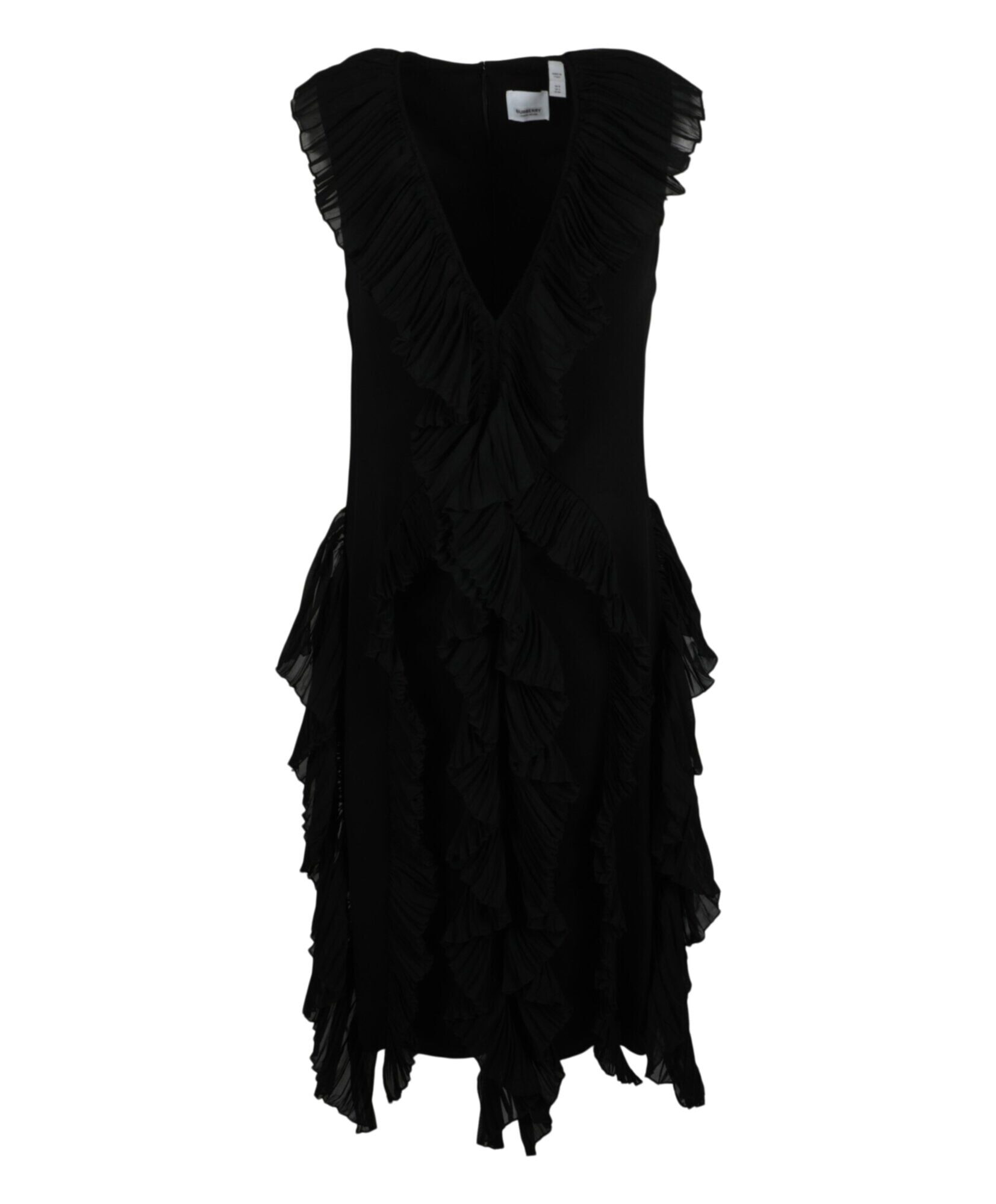 Burberry Sleeveless Pleated Silk Dress