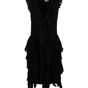 Burberry Sleeveless Pleated Silk Dress