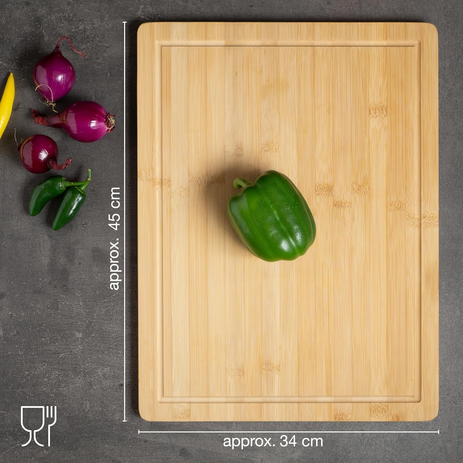 Moritz & Moritz XXL Bamboo Cutting & Serving Board | Large Wooden Chopping Board with Juice Groove - Image 6