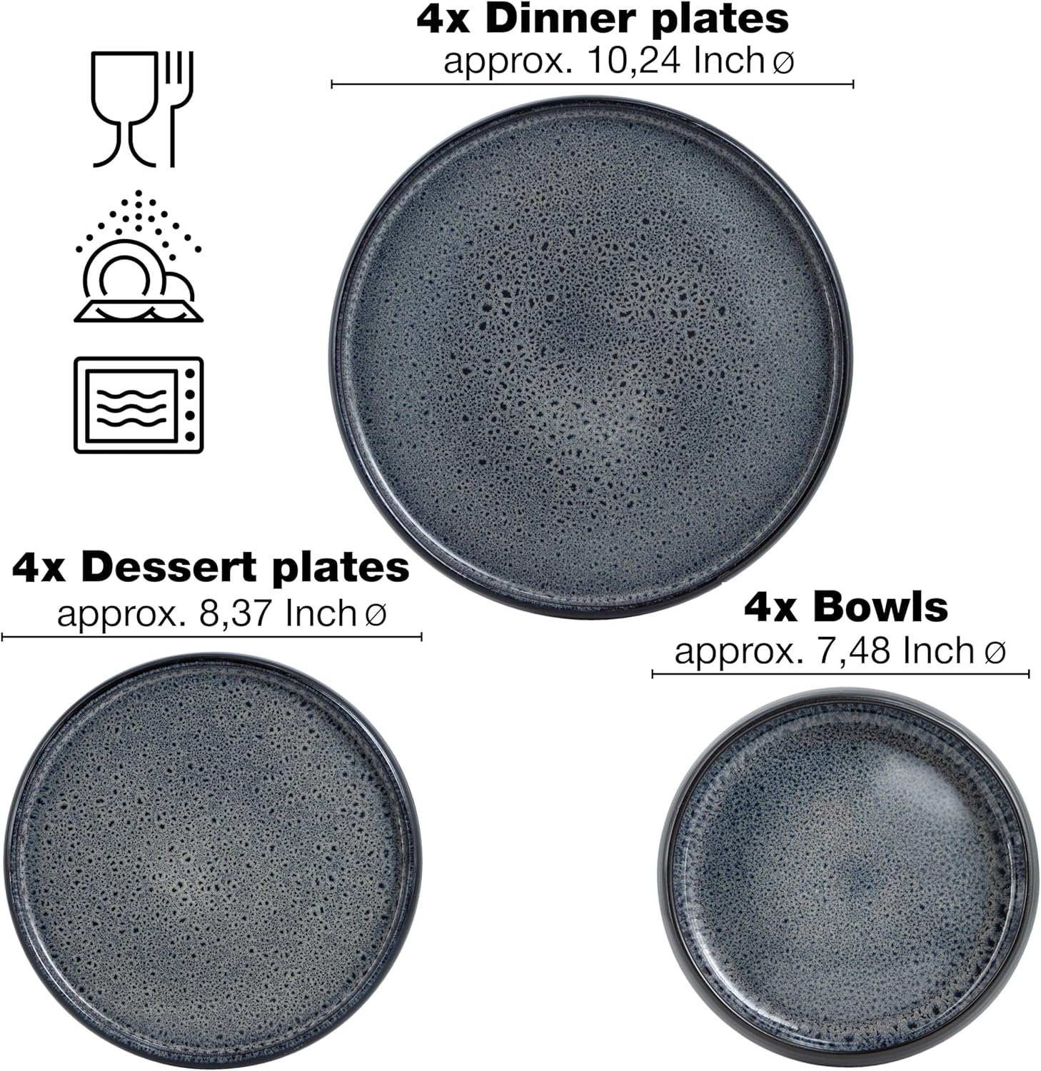 Moritz & Moritz SOLID 12-Piece Stoneware Dinnerware Set - Image 6