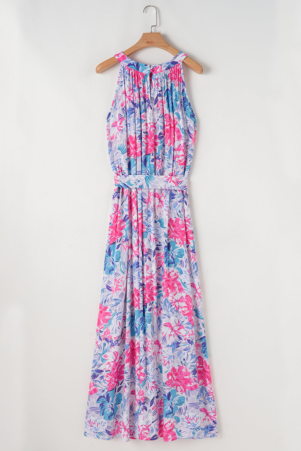 Adley Floral Sleeveless O Neck Knot Waist Maxi Dress by Threaded Pear - Image 7