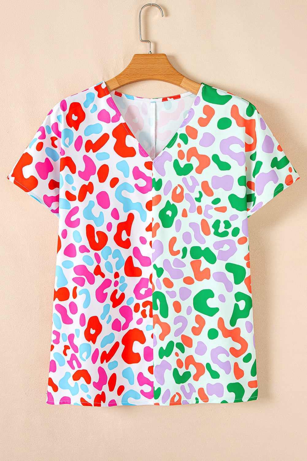 Artemis Leopard V Neck Short Sleeve Blouse by Threaded Pear - Image 8