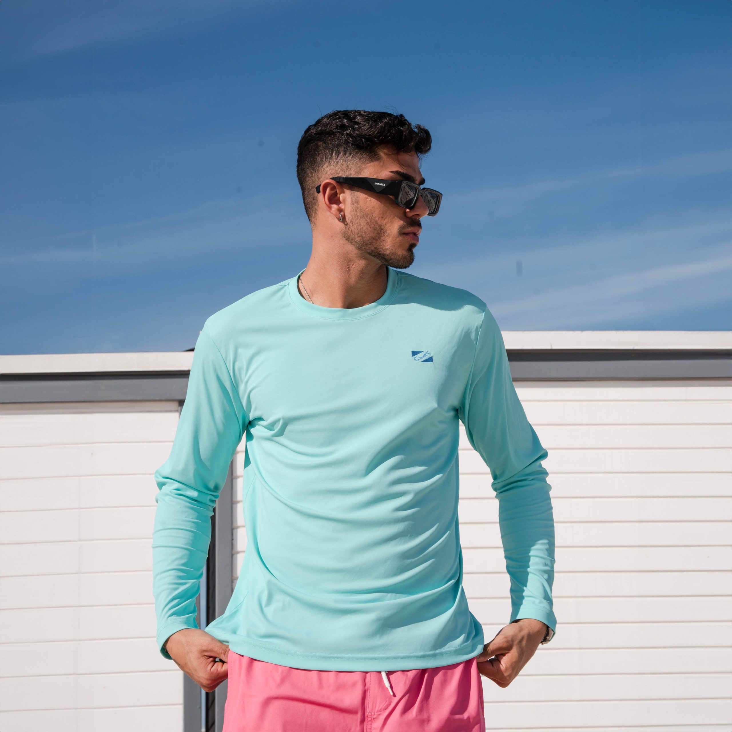 Bermies Men's Aqua Long Sleeve Tee - Image 3