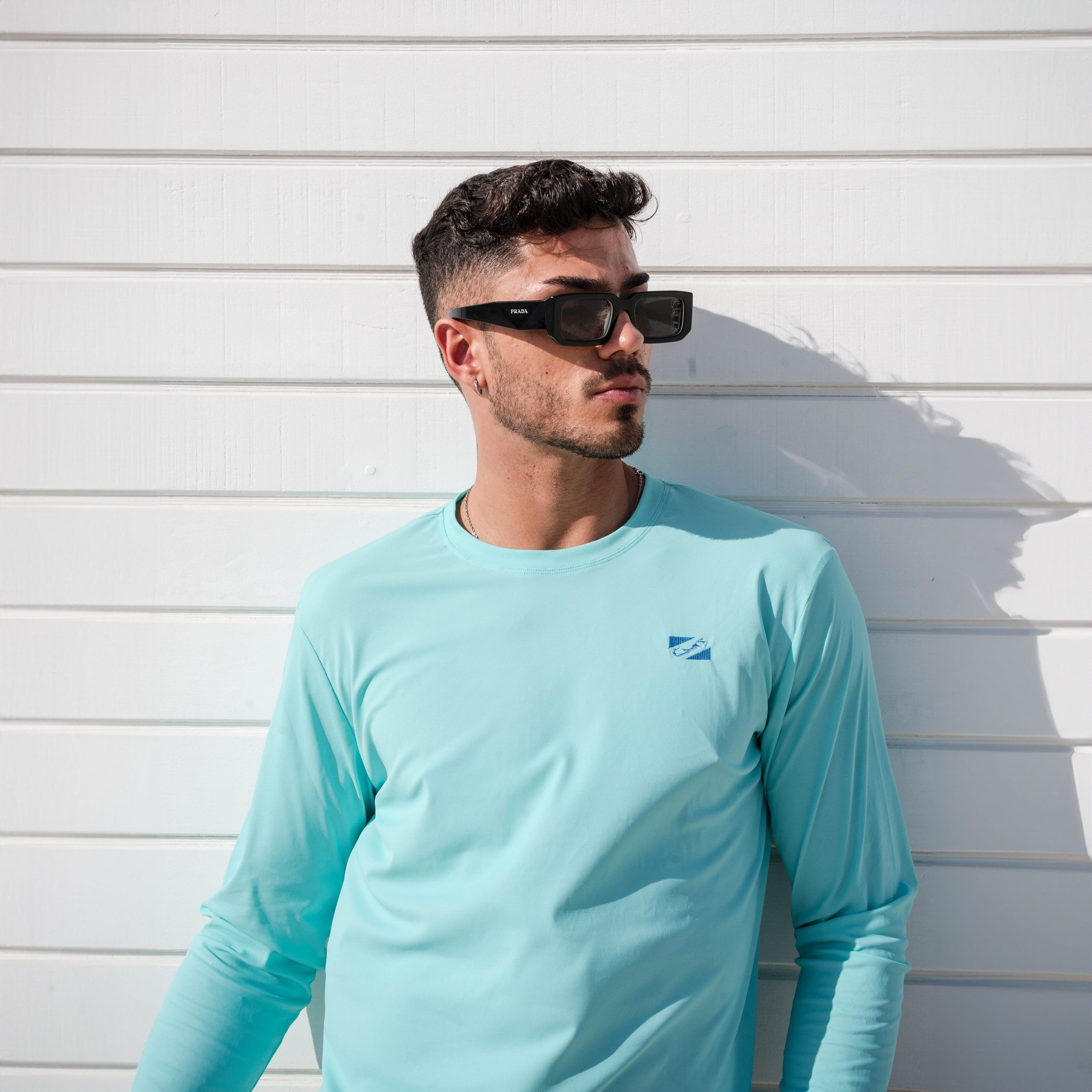 Bermies Men's Aqua Long Sleeve Tee - Image 4