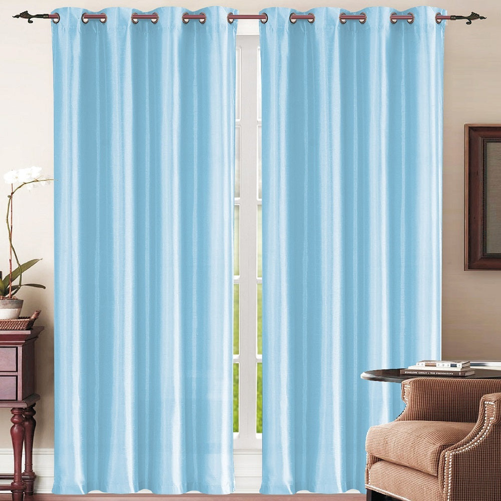 J&V Textiles 2 Panels Solid Grommet Faux Silk Window Curtain Drapes Treatment in 84 Length - Image 22