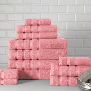 Classic Turkish Towels Antalya Turkish Cotton Family Towel Set of 12 (4 Bath Towels. 4 Hand Towels & 4 Washcloths)