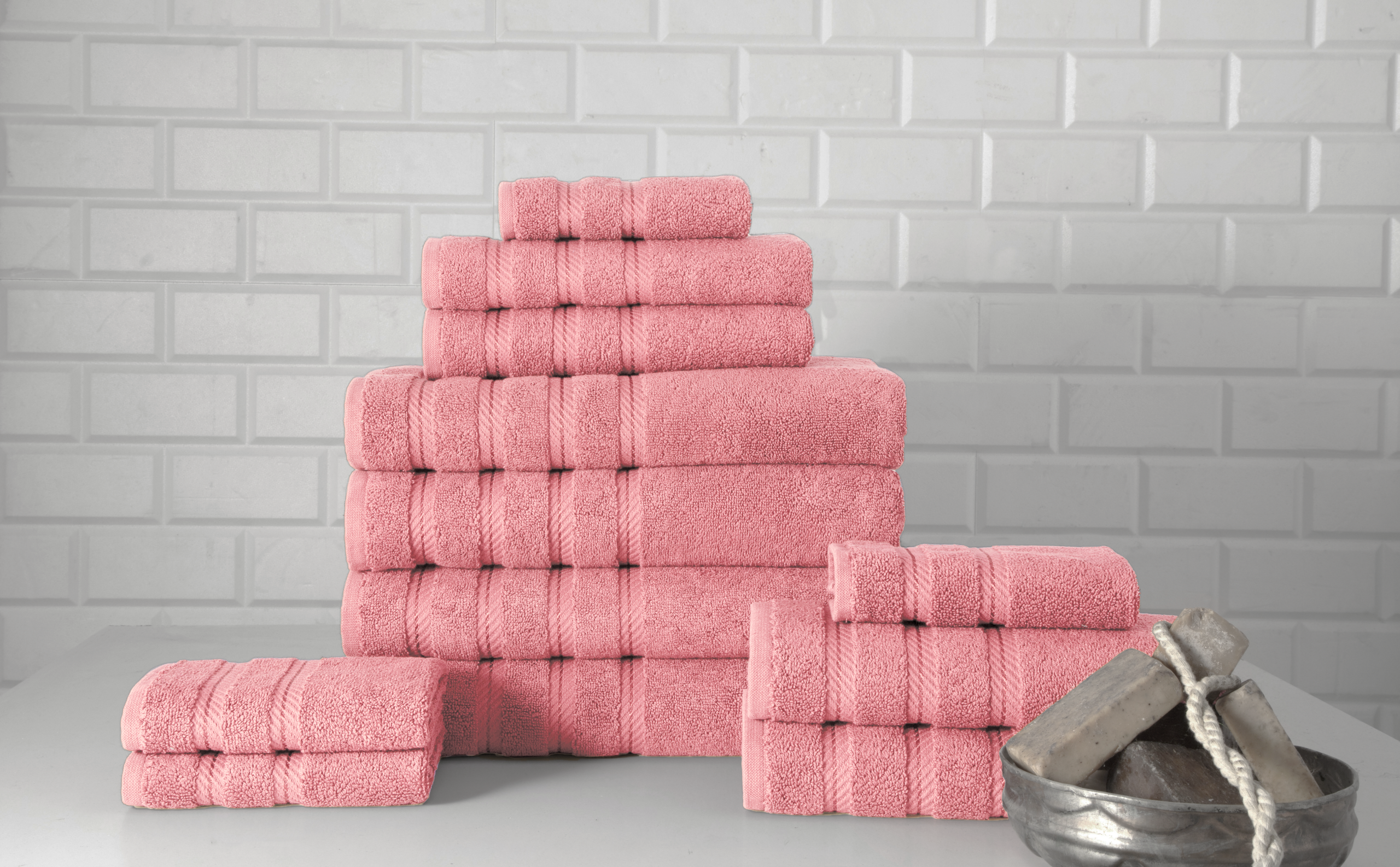 Classic Turkish Towels Antalya Turkish Cotton Family Towel Set of 12 (4 Bath Towels. 4 Hand Towels & 4 Washcloths)