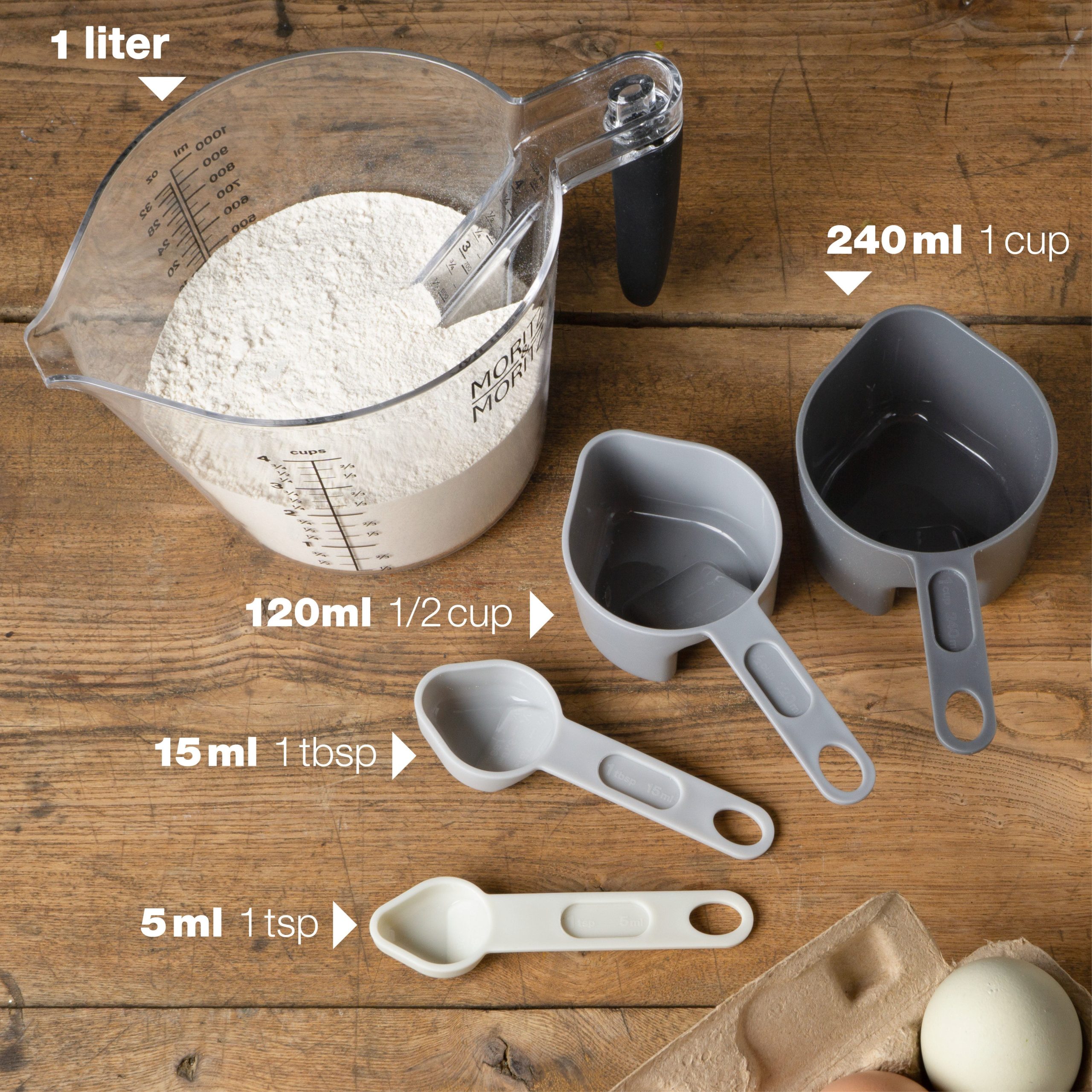 Moritz & Moritz Measuring Cups & Spoons Set | 1L BPA-Free Plastic Kitchen Measuring Kit - Image 2