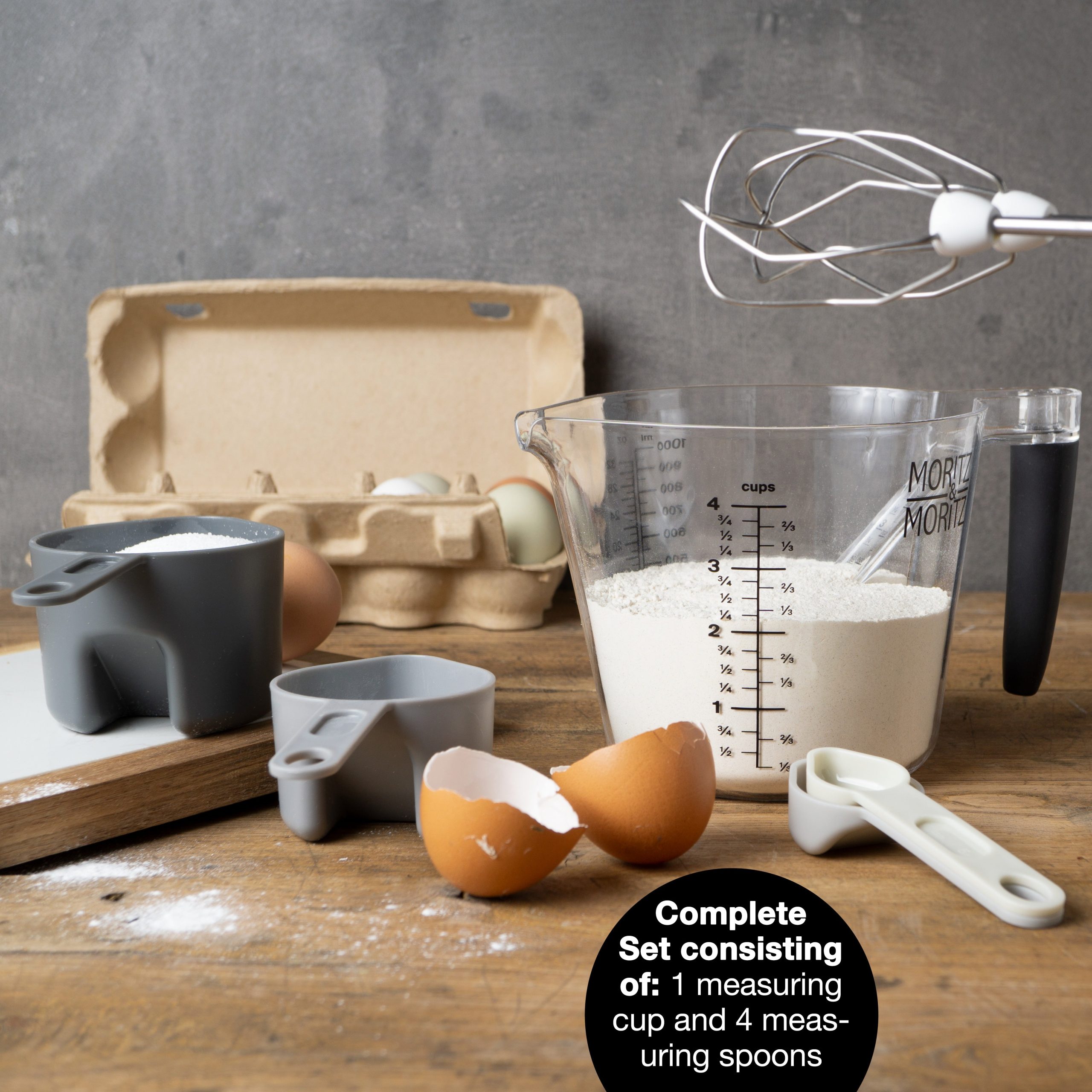 Moritz & Moritz Measuring Cups & Spoons Set | 1L BPA-Free Plastic Kitchen Measuring Kit - Image 4