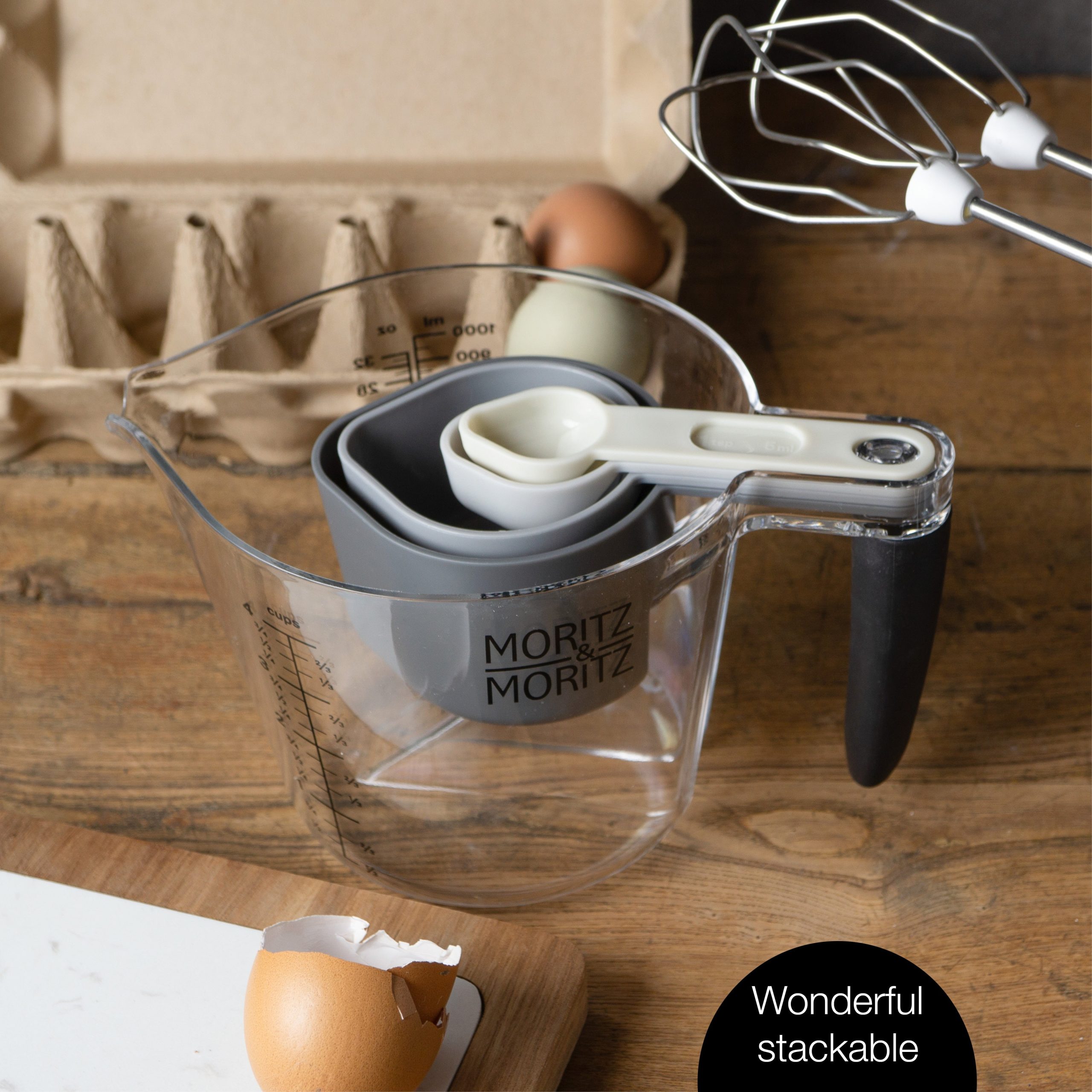 Moritz & Moritz Measuring Cups & Spoons Set | 1L BPA-Free Plastic Kitchen Measuring Kit - Image 6