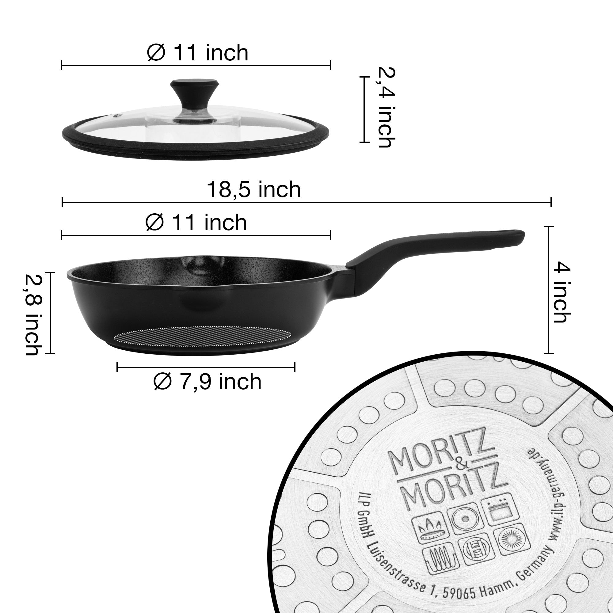 Moritz & Moritz 11-Inch Induction Frying Pan with Lid - Image 8