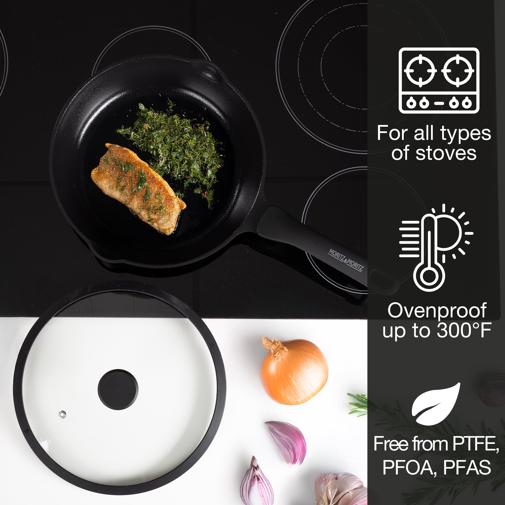 Moritz & Moritz 11-Inch Induction Frying Pan with Lid - Image 4