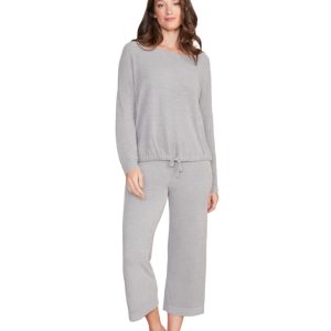 Barefoot Dreams Cozychic Ultra Lite Slouchy Pullover - Women's Soft Knit Long Sleeve Top with Drawstring Hem. Nylon Viscose Blend