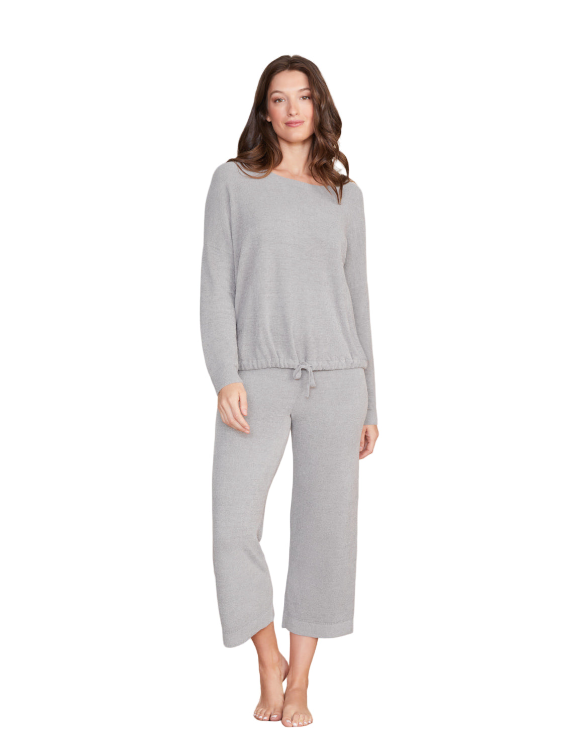 Barefoot Dreams Cozychic Ultra Lite Slouchy Pullover - Women's Soft Knit Long Sleeve Top with Drawstring Hem. Nylon Viscose Blend