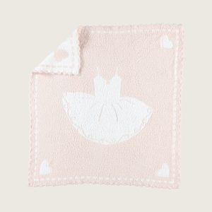 Barefoot Dreams CozyChic Scalloped Receiving Blanket Pink-White-Tutu