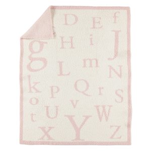 Barefoot Dreams Cozychic ABC Baby Blanket - Plush 100% Polyester Microfiber Nursery Throw with Alphabet Design
