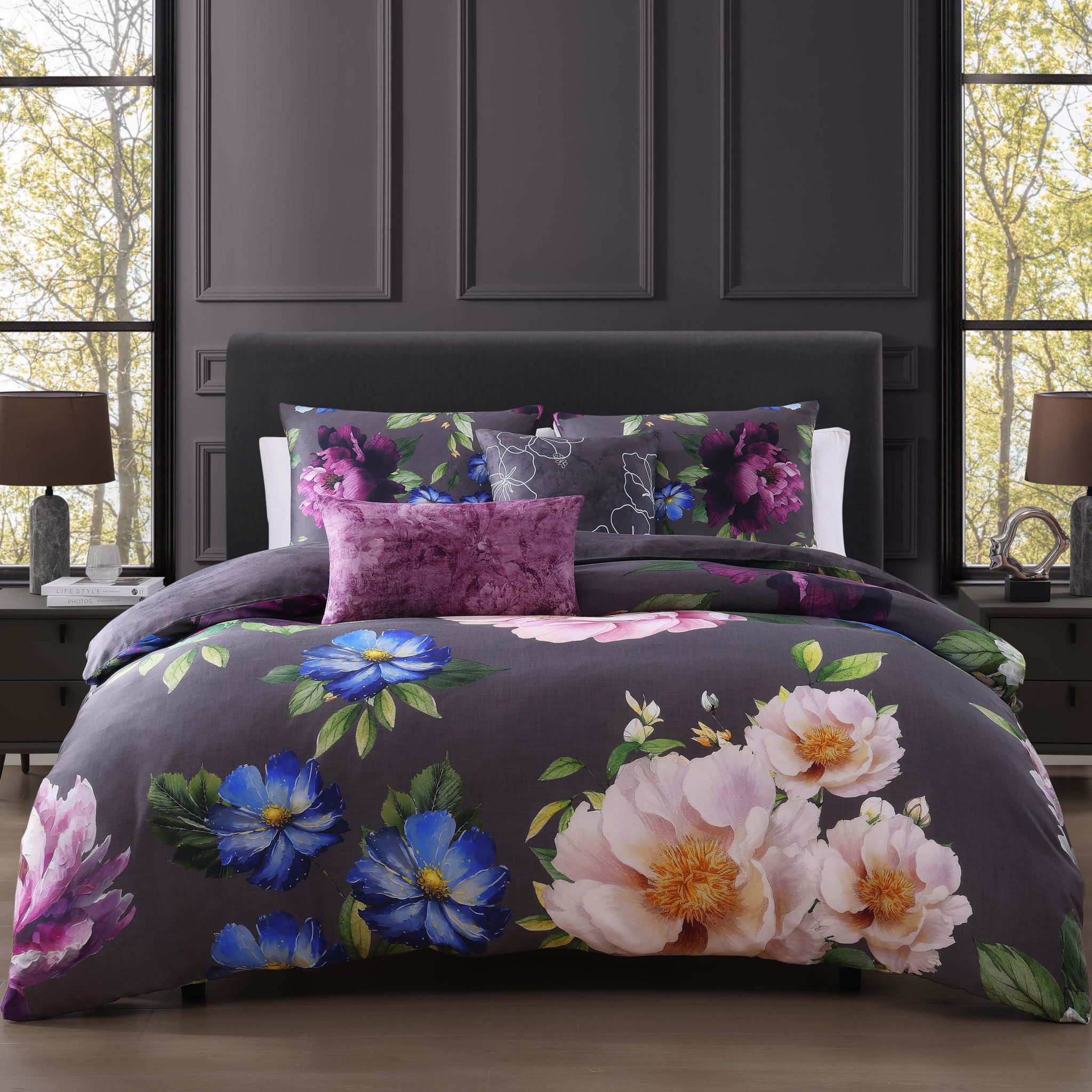 Bebejan Elegant Blossoms 5 Piece Reversible Comforter Set