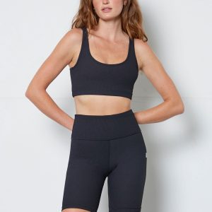 Cream Yoga Women's Scarlett ribbed sports bra black