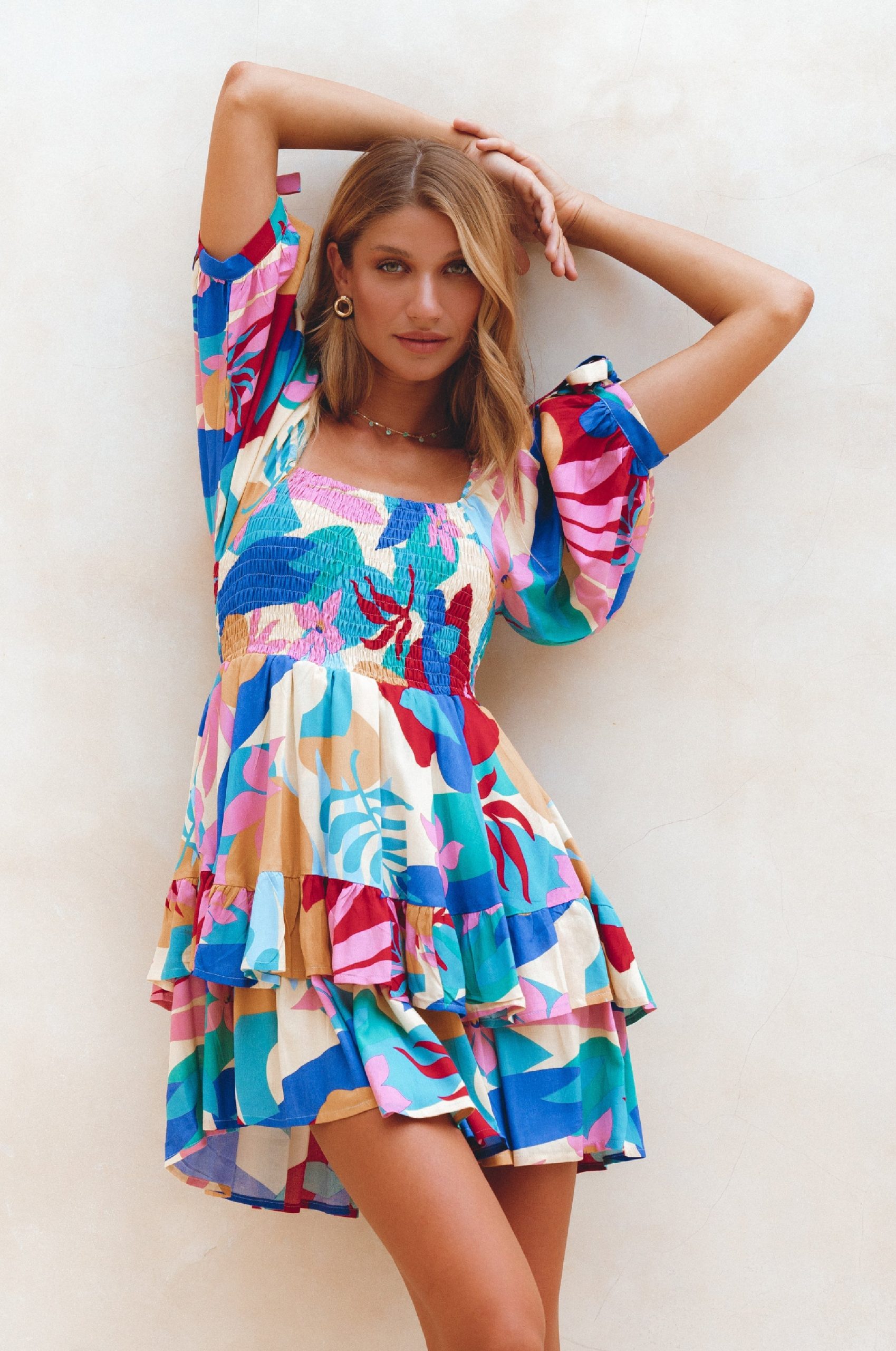 Bali ELF Women's Cha-Cha Ruffle Mini Dress