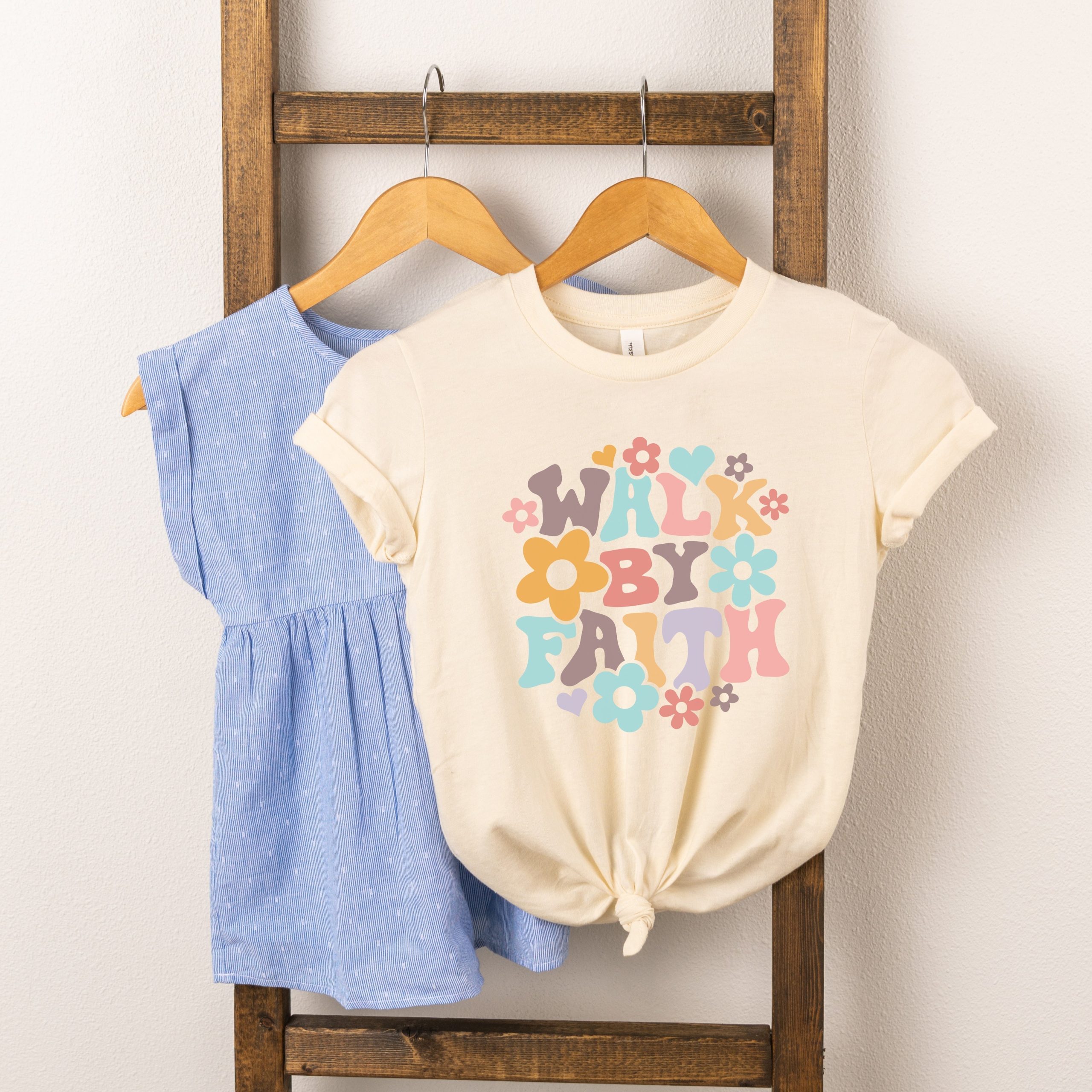 The Juniper Shop Toddler Walk By Faith Flowers Short Sleeve Crew Neck