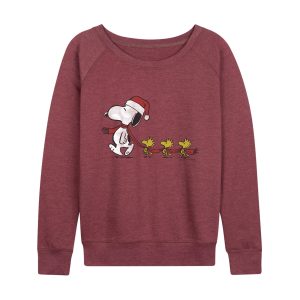 Peanuts - Christmas Snoopy & Woodstock - Women's French Terry Long Sleeve Pullover
