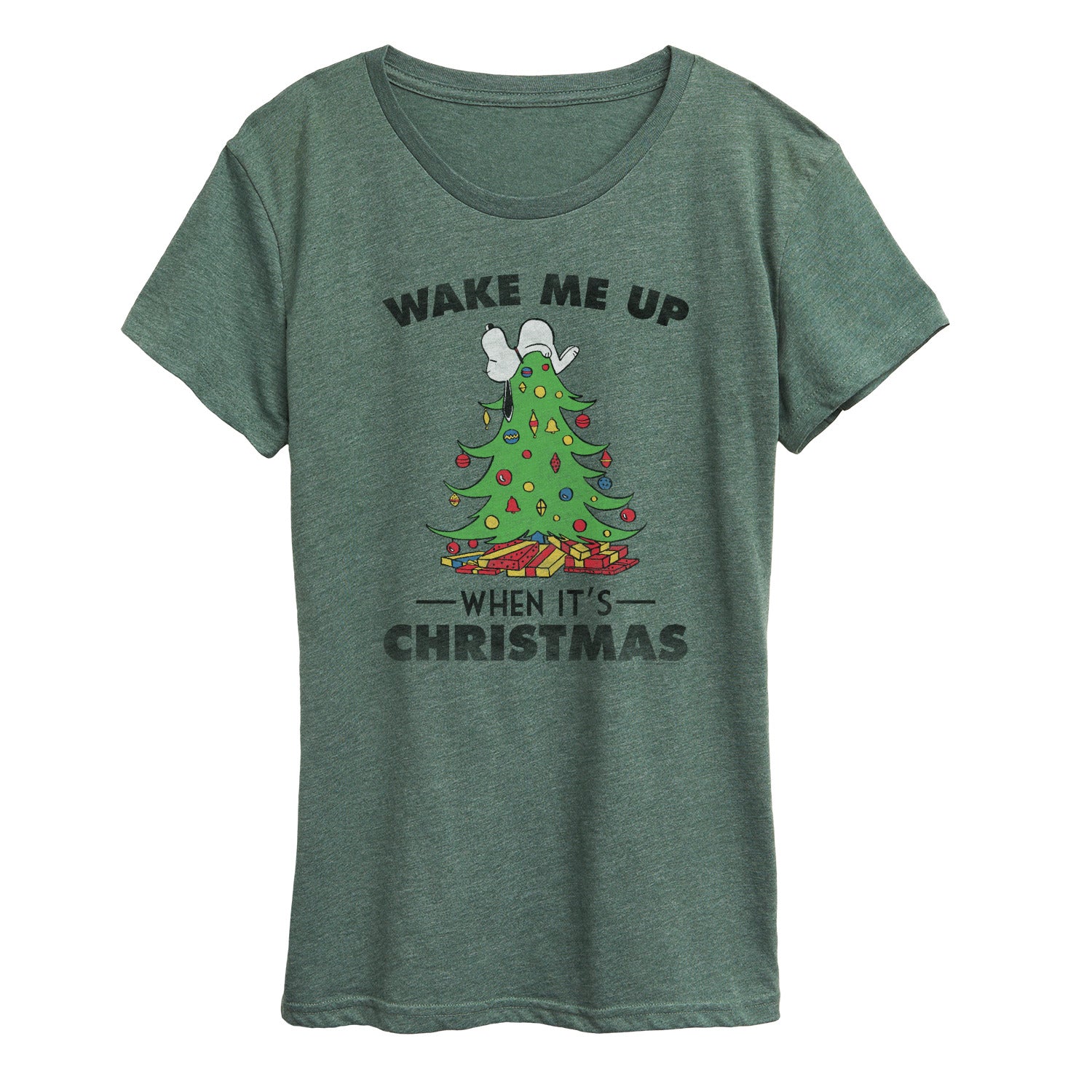 Peanuts - Snoopy Wake Me Up Christmas - Women's Short Sleeve Graphic T-Shirt - Image 2