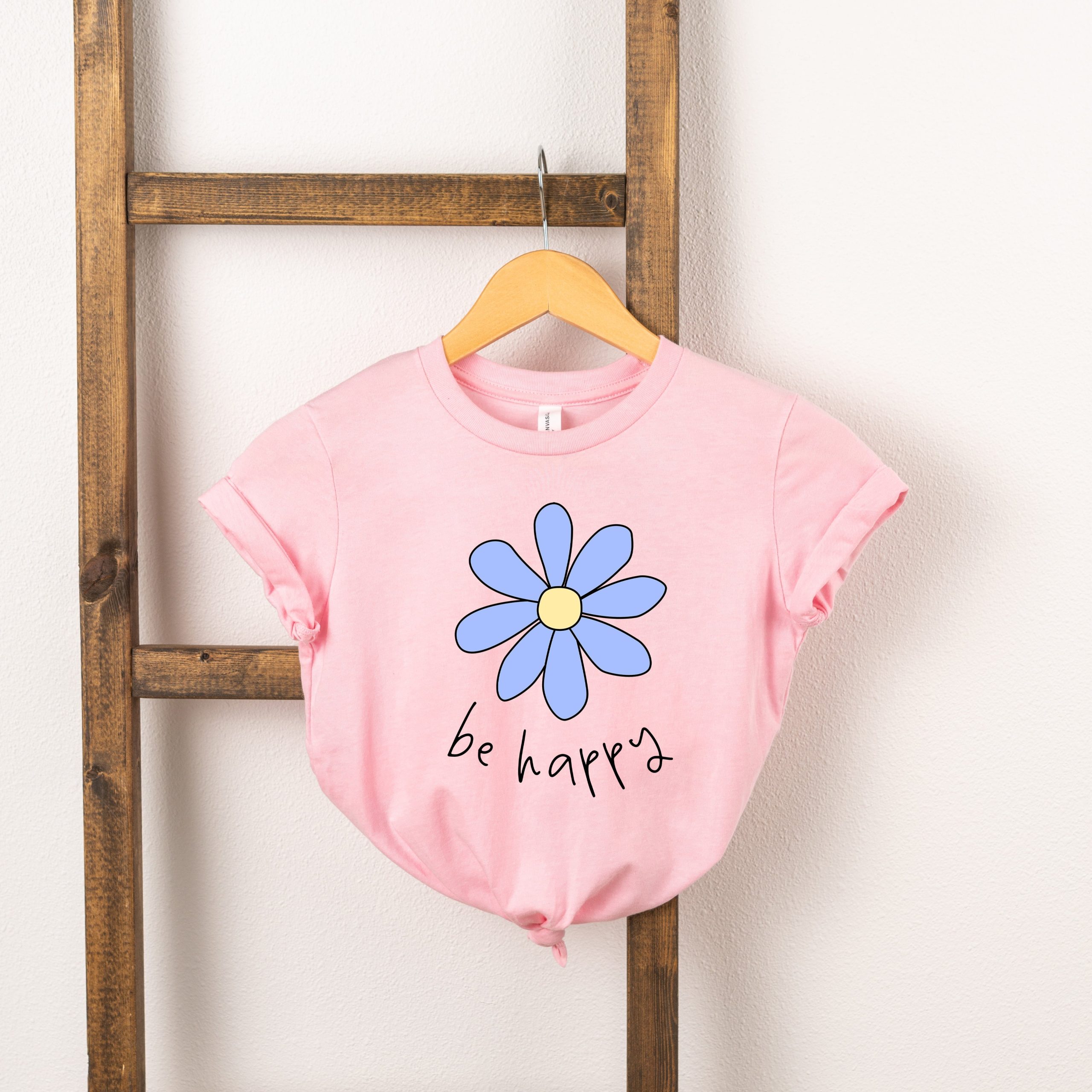 The Juniper Shop Toddler Be Happy Flower Short Sleeve Crew Neck