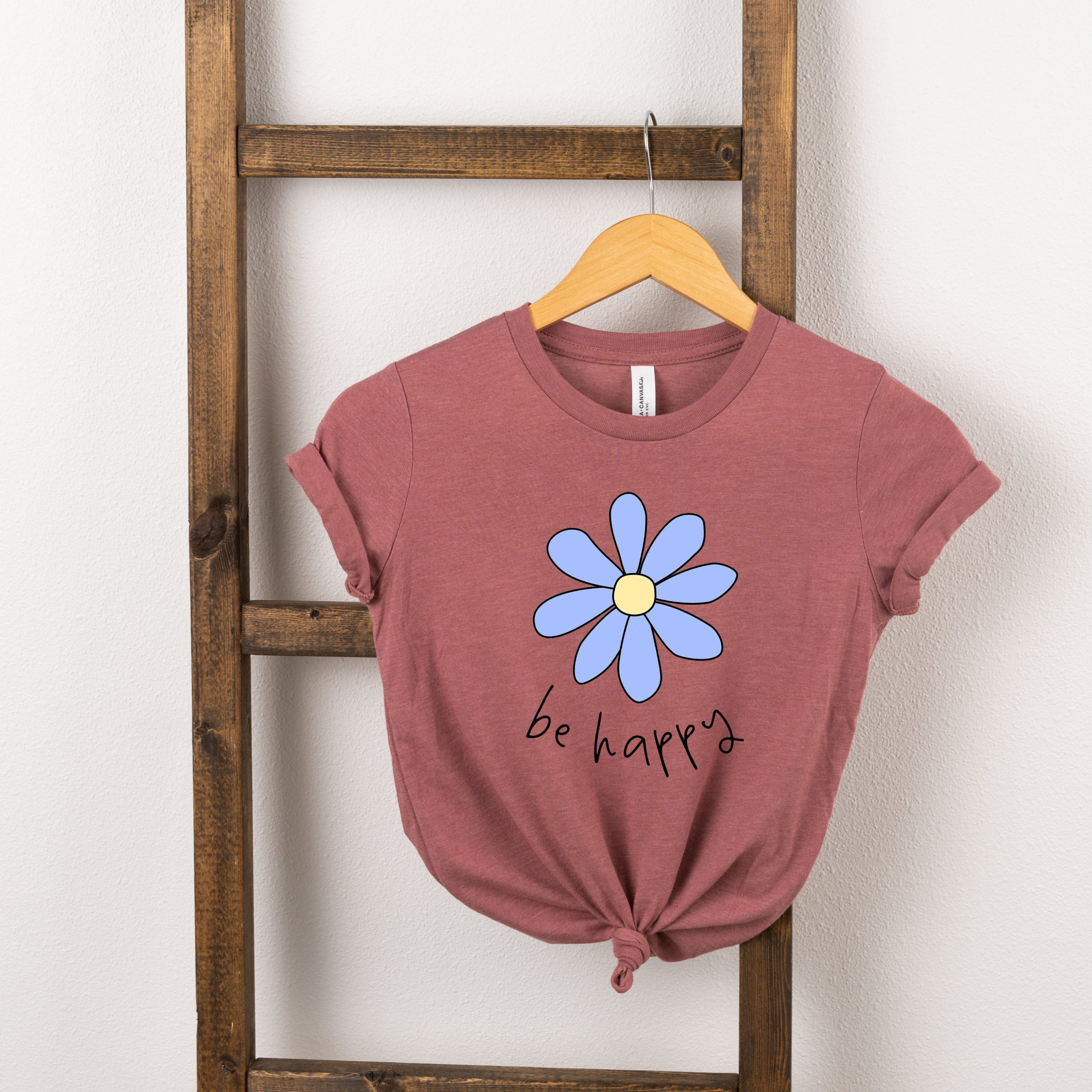 The Juniper Shop Toddler Be Happy Flower Short Sleeve Crew Neck - Image 3