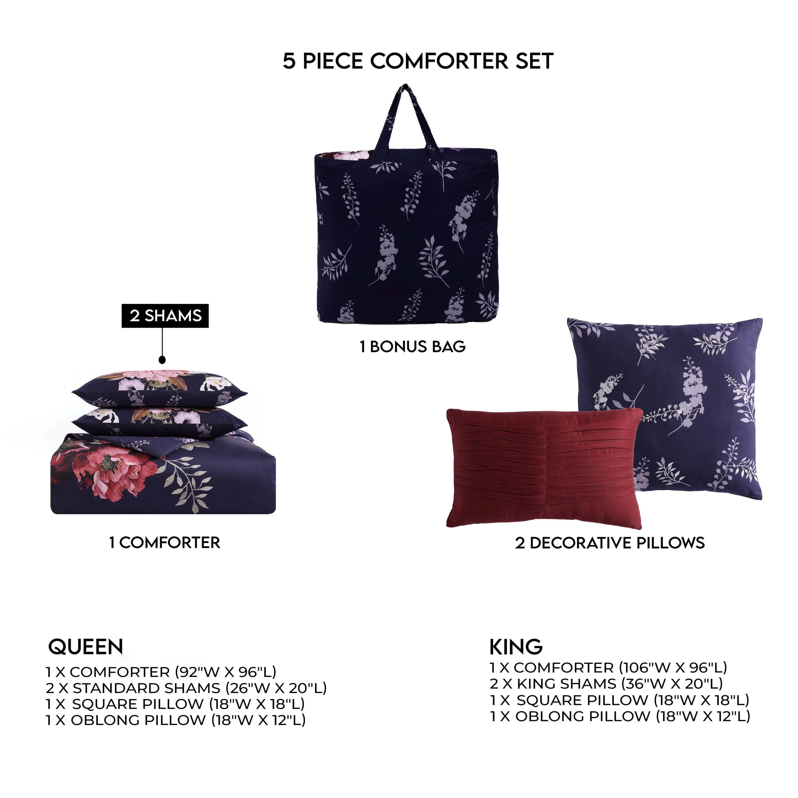 Bebejan Deep Purple Garden 5 Piece Reversible Comforter Set - Image 10