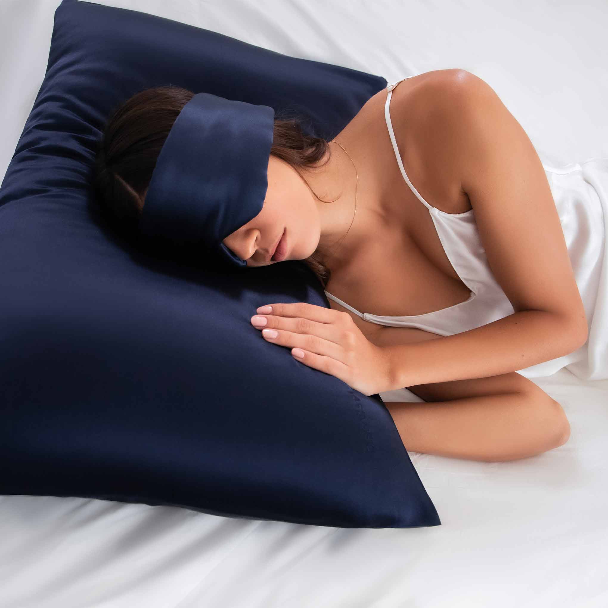 Drowsy Sleep Co. Midnight Blue Silk Pillowcase - Image 2