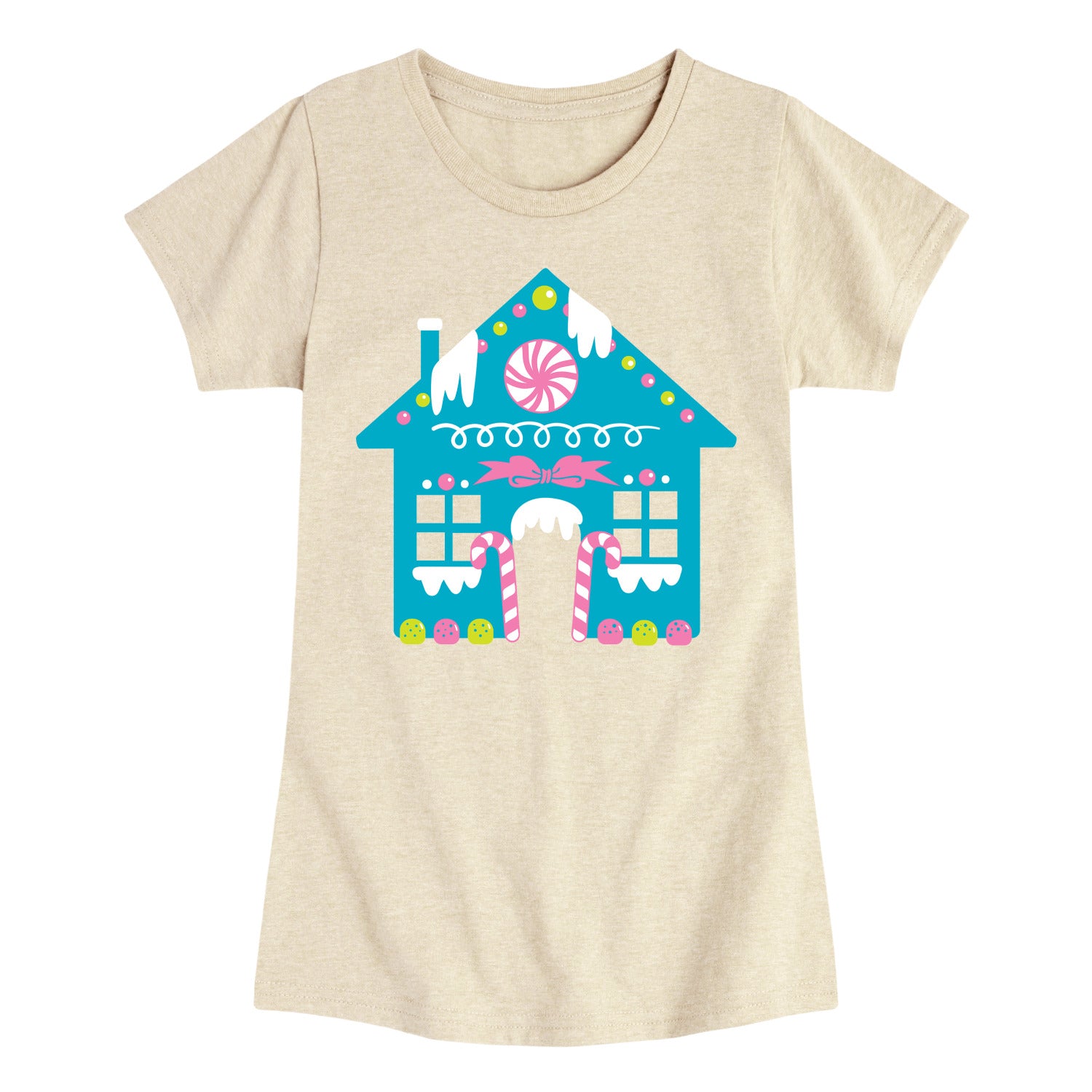 Instant Message - Cute Gingerbread House - Youth Girls Short Sleeve T-shirt