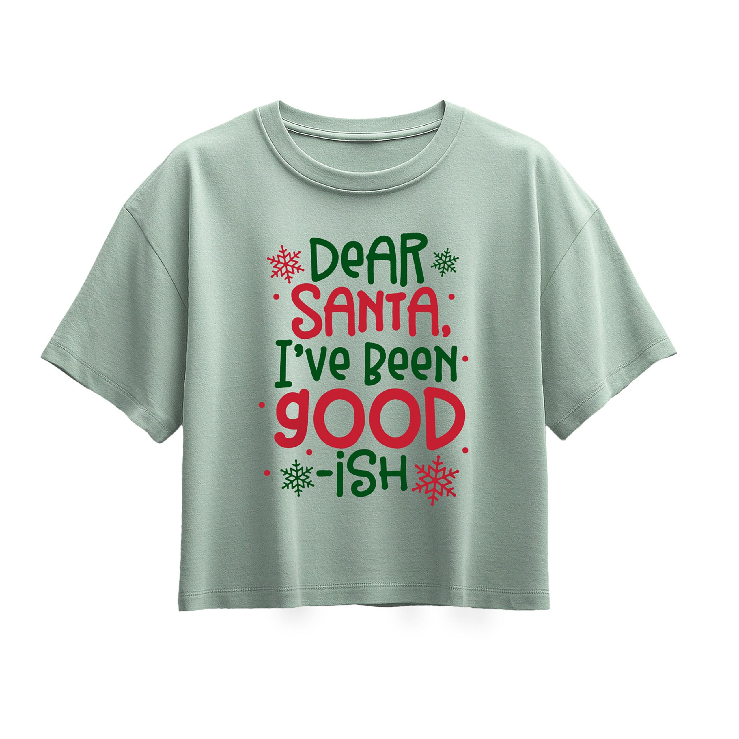 Instant Message - Dear Santa Goodish - Youth Girl Short Sleeve Boxy Tee - Image 2