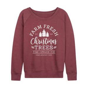 Instant Message - Farm Fresh Christmas Trees - Womens French Terry Pullover Long Sleeve Shirt