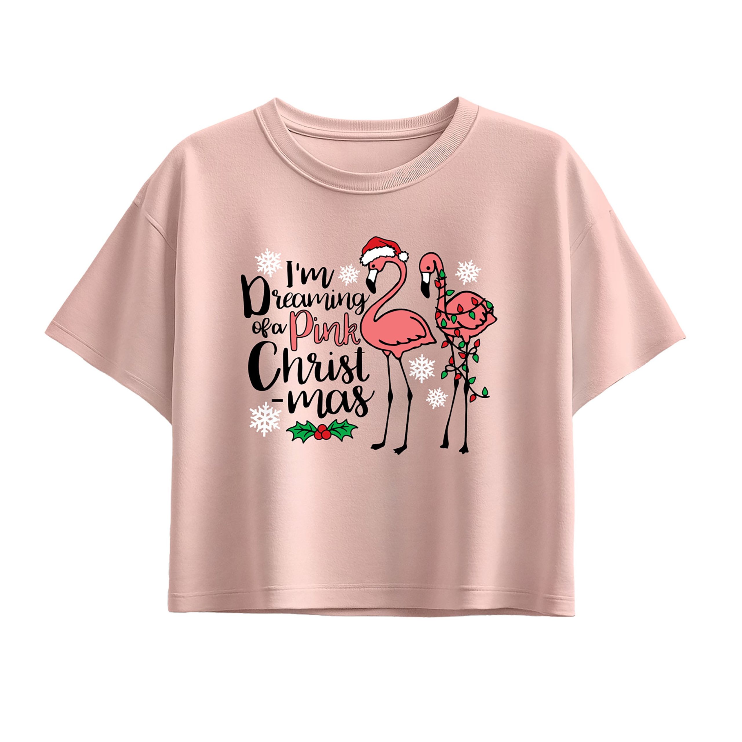 Instant Message - Im Dreaming Of A Pink Christmas - Youth Girl Short Sleeve Boxy Tee - Image 2