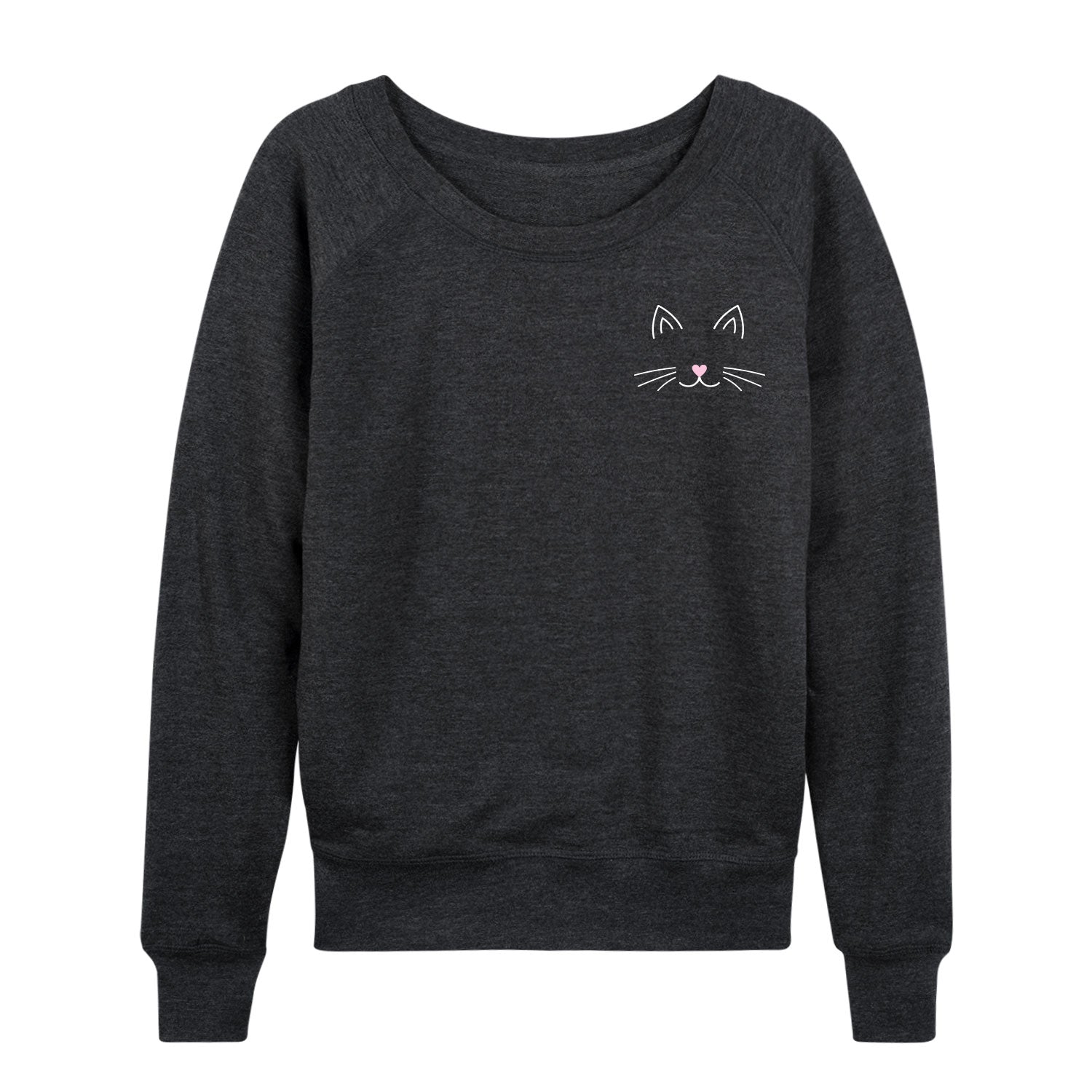 Instant Message - Cat Face - Women's French Terry Long Sleeve Pullover