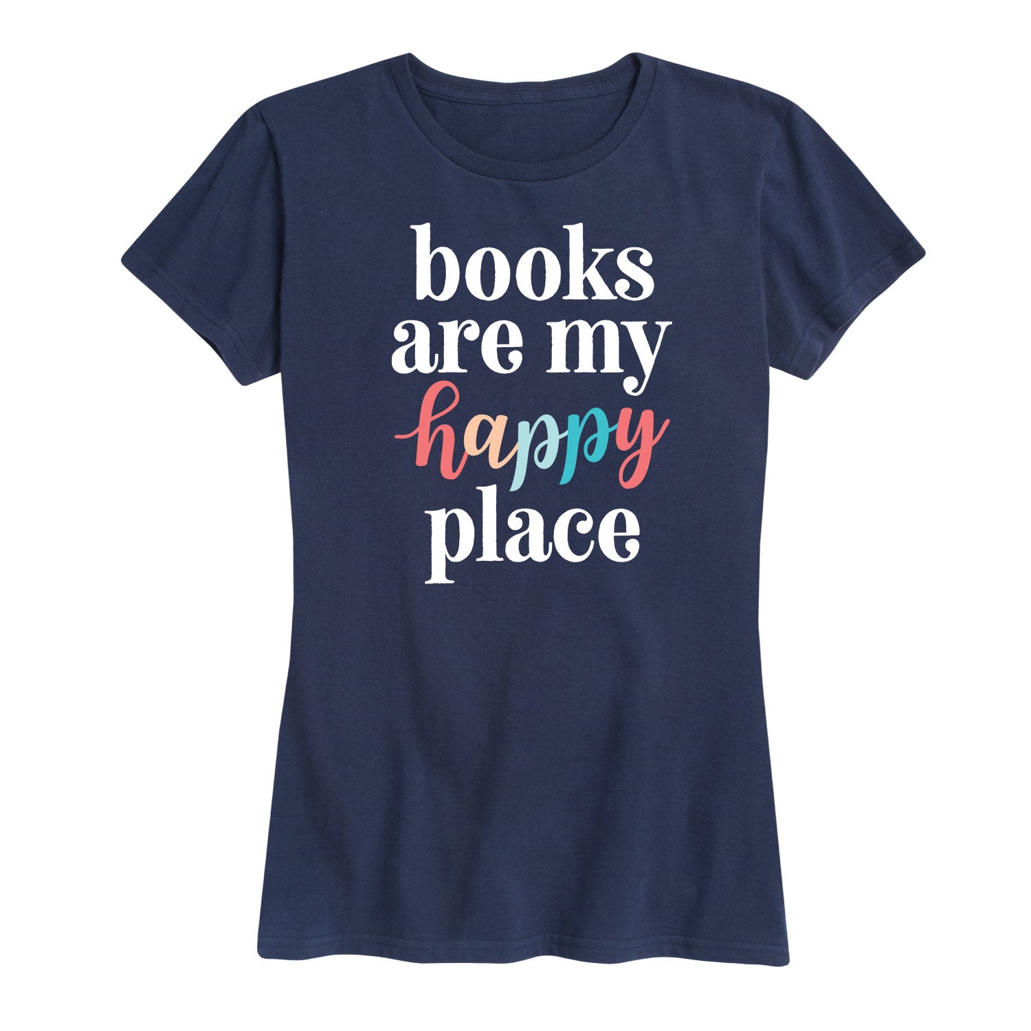 Instant Message - Books Are My Happy Place - Women's Short Sleeve Graphic T-Shirt - Image 2