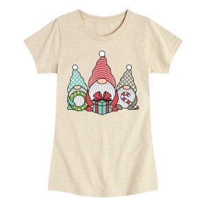 Instant Message - Three Christmas Gnomes - Youth Girls Short Sleeve T-shirt