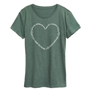 Instant Message - Floral Heart Outline - Women's Short Sleeve Graphic T-shirt