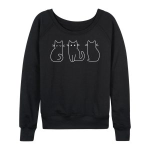 Instant Message - Cat Outlines - Women's French Terry Long Sleeve Pullover