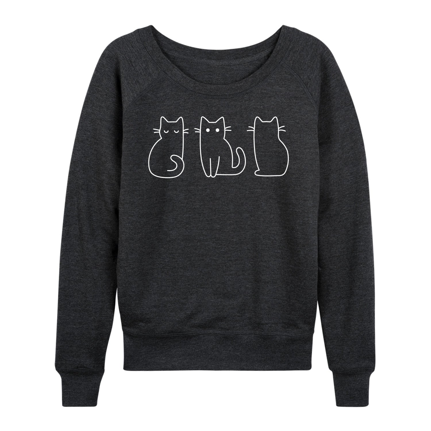 Instant Message - Cat Outlines - Women's French Terry Long Sleeve Pullover - Image 2