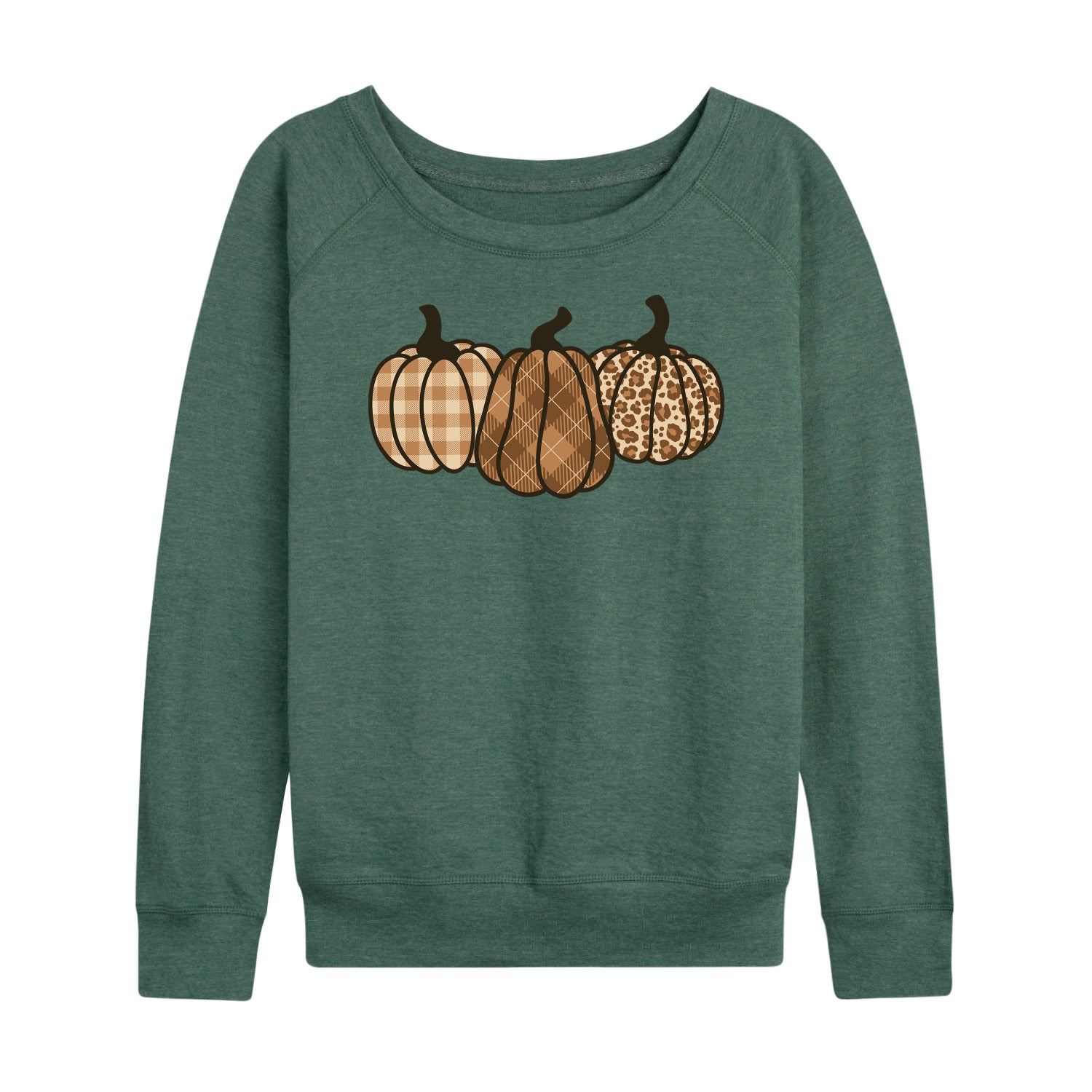 Instant Message - Brown Plaid Pumpkins - Women's Lightweight French Terry Long Sleeve Shirt - Image 2