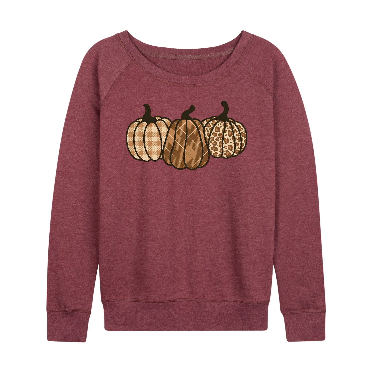 Instant Message - Brown Plaid Pumpkins - Women's Lightweight French Terry Long Sleeve Shirt - Image 3