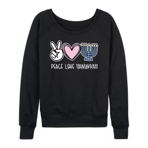 Instant Message - Peace Love Hanukkah - Women's French Terry Long Sleeve Pullover