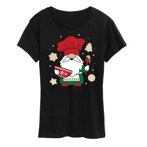 Instant Message - Christmas Baking Gnome - Women's Short Sleeve Graphic T-Shirt
