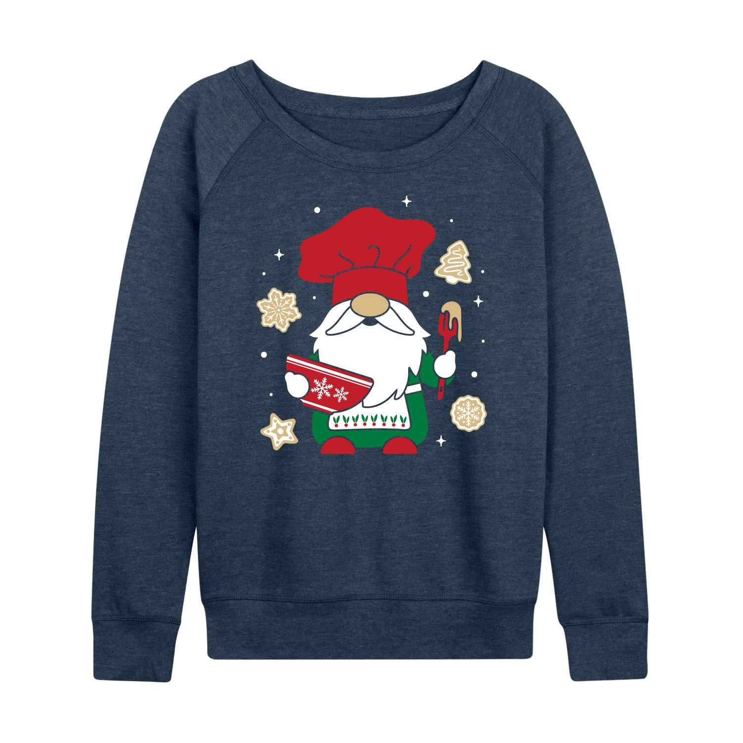 Instant Message - Christmas Baking Gnome - Women's Lightweight French Terry Long Sleeve Shirt - Image 2