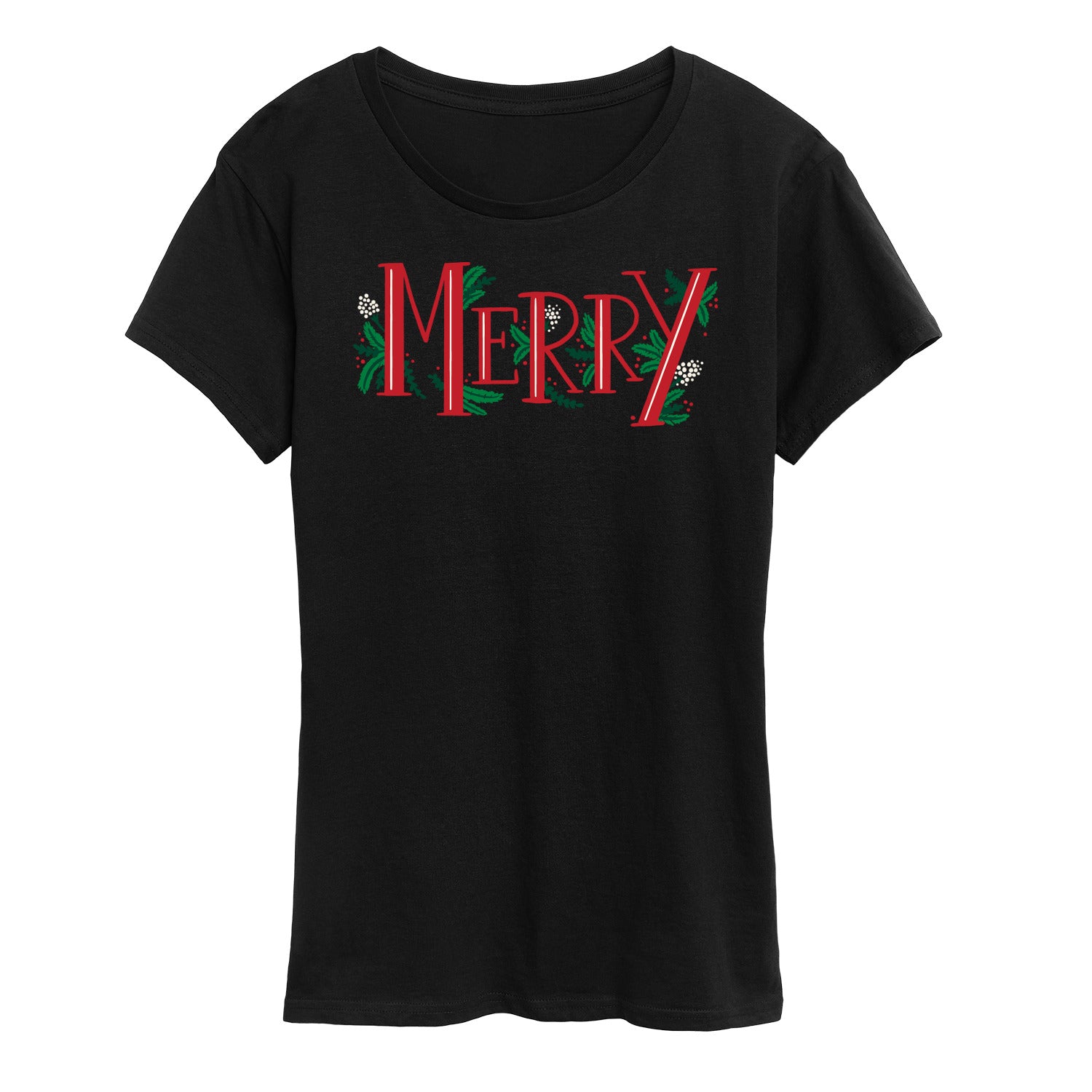 Instant Message - Merry With Garland Christmas - Women's Short Sleeve Graphic T-Shirt - Image 2