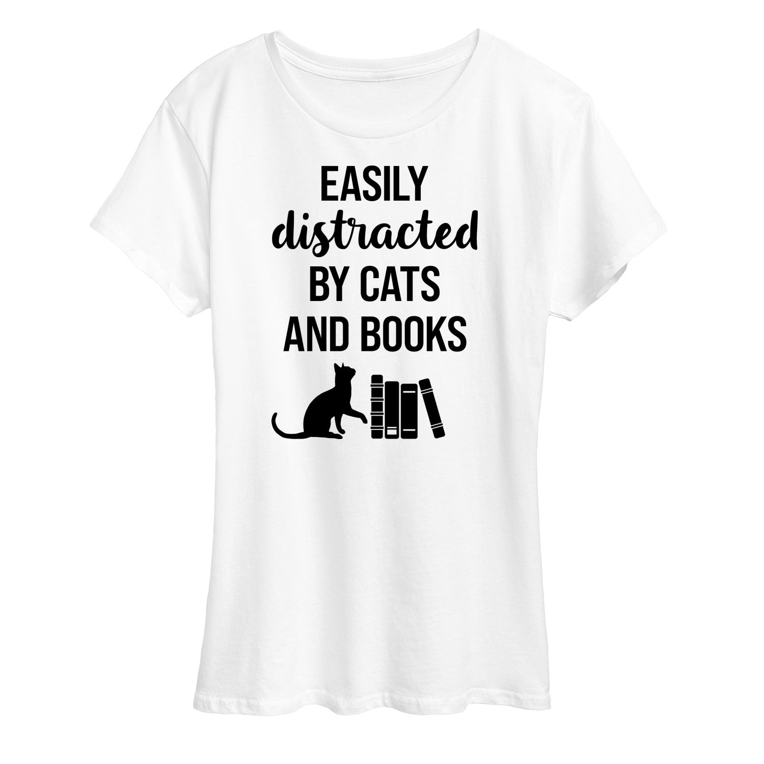 Instant Message - Easily Distracted Cats Books - Women's Short Sleeve Graphic T-Shirt - Image 2