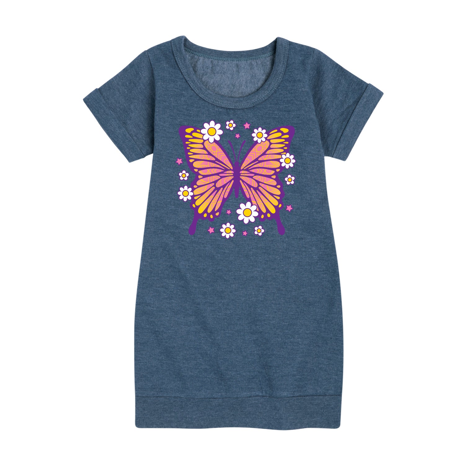Instant Message - Mandala Butterfly - Toddler & Youth Girls Fleece Dress - Image 2