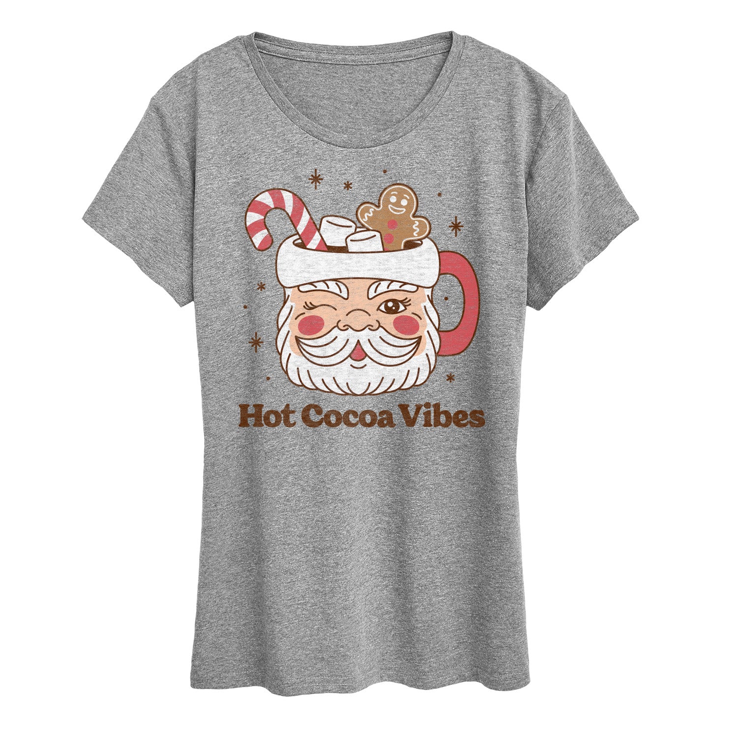 Instant Message - Hot Cocoa Vibes Retro Santa Mug Christmas- Women's Short Sleeve Graphic T-Shirt - Image 2